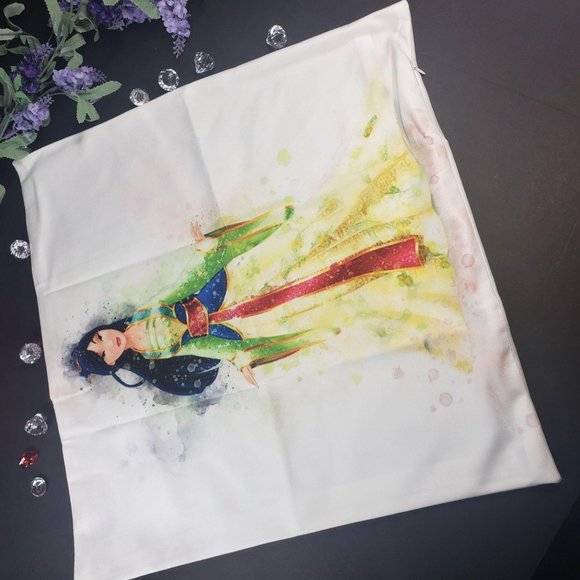 Mulan Princess Mouse Themed Home Decorative Throw White Pillowcase - Picture 7 of 12